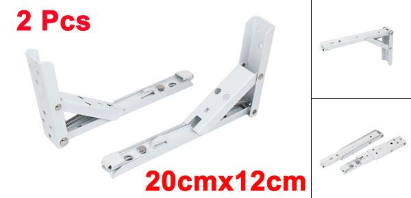 ソウテン 棚受け金具 20cm x 12cm メタル トライアングル 折りたたみ ブラケット ブレース ホワイト 2個