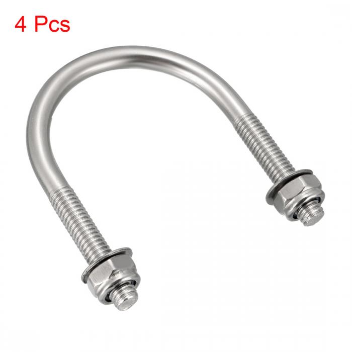 Uボルト M6 x 38mm x 58mm 304ステンレス鋼 ナット付き ワッシャー付き プレート付き 4個 3