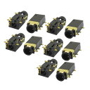 ステレオジャック基板実装コネクタ オーディオ パネル ブラック 6ピン 3.5mm 10個入り