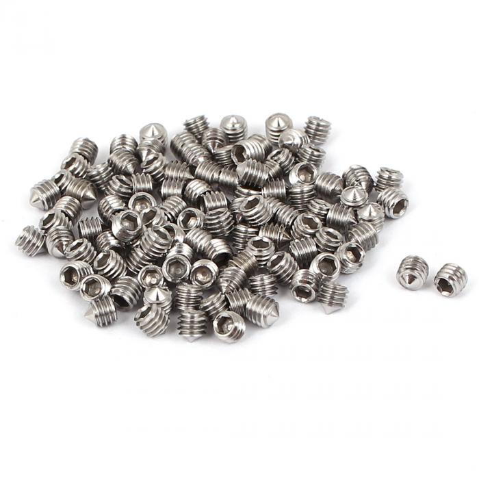 止めねじ ステンレススチール素材 六角穴付きソケット とがり先 M3x3mm 100個入り