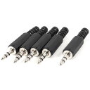 オーディオプラグ オスプラグ コネクター 金属製 3.5mm ブラック 5個セット