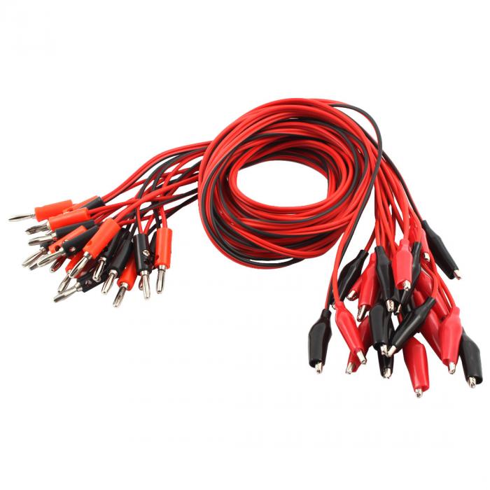 バナナプラグテストケーブル ビデオ 1m長さ バナナプラグ - ダブル ワニ口クリップ 10ペア