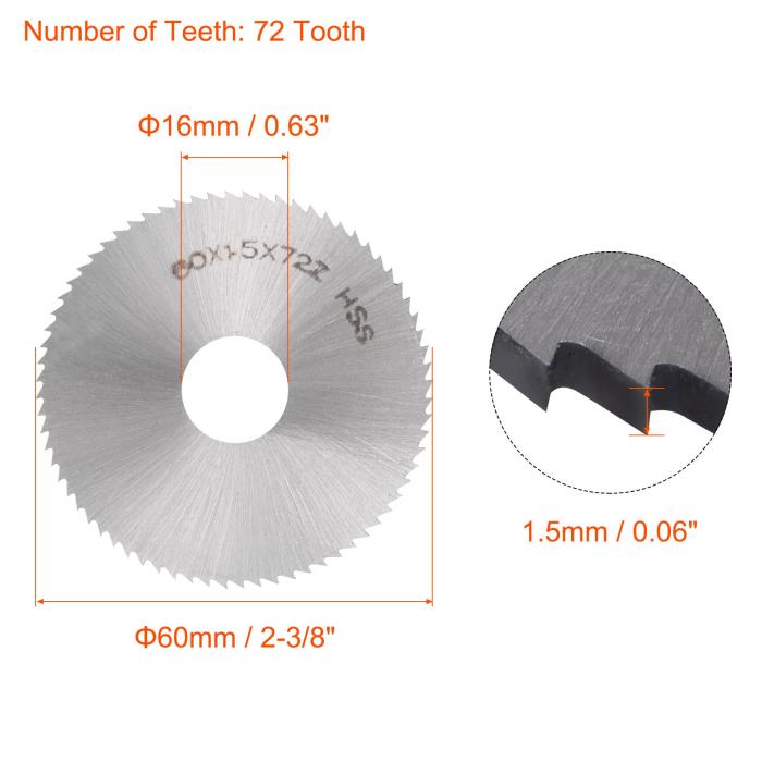丸鋸ブレード直径60 mm 厚さ1.5 mm 72歯 6542高速度鋼（HSS）フライスカッター 16 ...