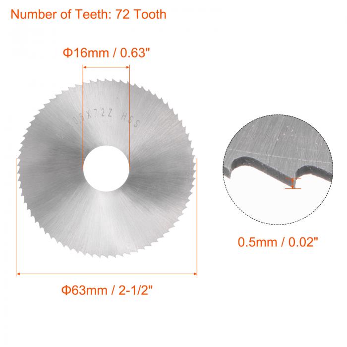 丸鋸ブレード 直径63 mm 厚さ0.5 mm 72歯 6542高速度鋼（HSS）フライスカッター 16...