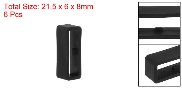 時計ストラップループ ファスナーリング ラバー製ホルダー シリコーン製 時計バンド用 ブラック 幅18 mm 6個入