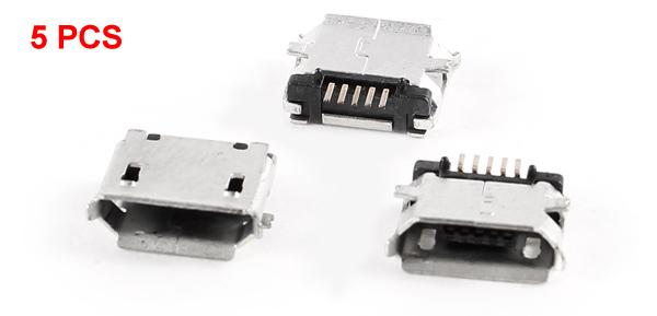 ソウテン マイクロUSB Bメスポート 180度 5P SMD SMTソケットジャック 半田付けコネクタ 5個入り