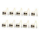 モジュラケーブル 6P4C RJ11 オス-メス 2分岐アダプタ M/F 10個入り
