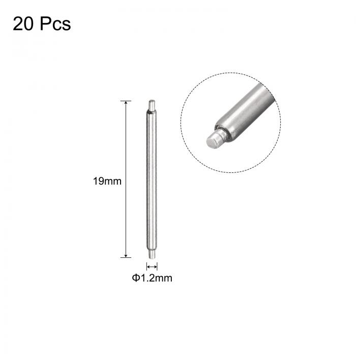 時計スプリングバー ステンレス鋼製 シルバートーン 17mm幅 時計バンドスプリングバーストラップリンクピン 修理用時計リストバンドツール 1.2mm径 20個入り 3