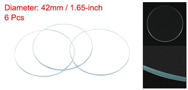 時計水晶レンズガラス ラウンド フラット 42mm直径 交換部品 時計メーカー修理用 クリア 6個入り