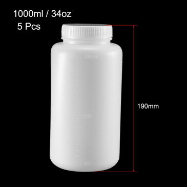 ソウテン ペットボトル プラスチックラボ化学試瓶 190mmx93mm シール液体ボトル 半透明 5個入り