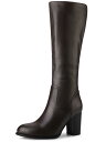 Allegra K ニーハイブーツ ラウンドトゥ ブロックヒール チャンキーヒール レディース コーヒー 24.5 cm