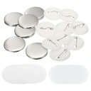 PATIKIL 37mm ブランクボタン製造用品 ラウンドバッジパーツ ボタンピンバッジキット 25個入り DIY ボタンメーカーマシン用 メタルカバー プラス...