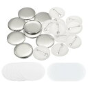 PATIKIL 32mm ブランクボタン製造用品 ラウンドバッジパーツ ボタンピンバッジキット 25個入り DIY ボタンメーカーマシン用 メタルカバー プラス...