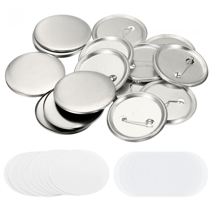 PATIKIL 50mm ブランクボタン作り用品 50個 ラウンドバッジパーツ DIY ラウンドピンメーカーキット メタル製カバー付きボタン製造機用 メタルベー...