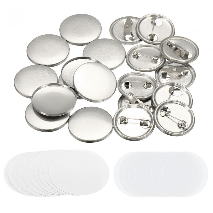 PATIKIL 25mm ブランクボタン作り用品 25個 ラウンドバッジパーツ DIY ラウンドピンメーカーキット メタル製カバー付きボタン製造機用 メタルベー...