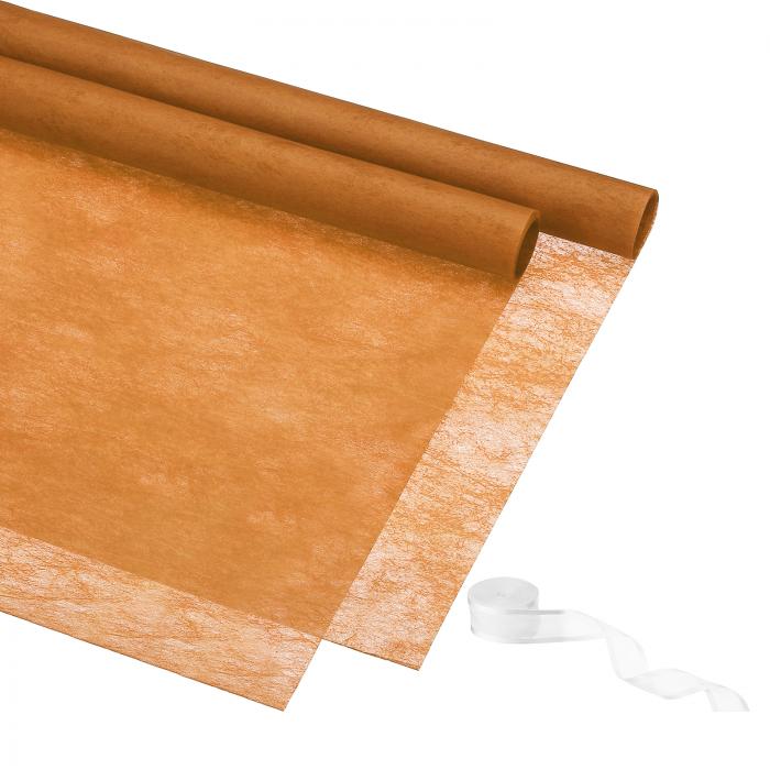 PATIKIL 22.8インチ 22.8インチ フラワーラッピングペーパー 20枚 不織布防水フローリストフラワーブーケ包装用ペーパー 韓国スタイル 2本 リボン付き DIYクラフトギフト包装用 オレンジ色