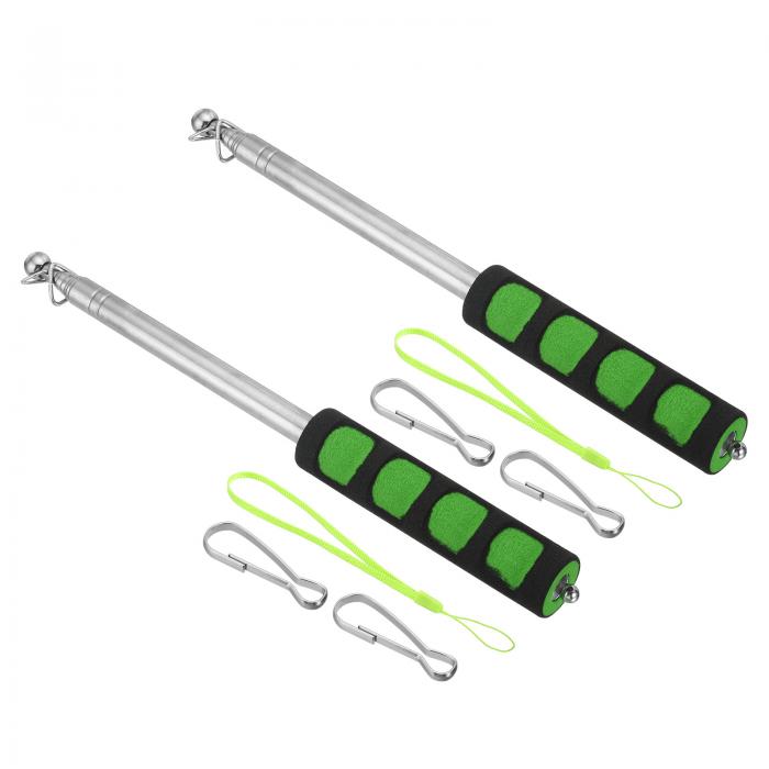 PATIKIL 1.4M/4.6フィート 伸縮式ハンドヘルド旗竿 2セット 伸縮式教師用ポインタースティックバナーフラッグポール スポンジハンドル付き ツアーガイド教育用緑