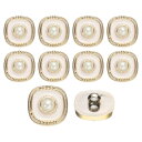 18mm角 レジン製ヴィンテージ衣類用ボタン メタルコートパールボタン 衣類コート装飾クラフトアクセサリー DIYプロジェクト用 ホワイト