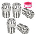 M METERXITY 表面洗浄チップ 5個パック - 0度 1/4" NPT オス 高圧洗浄機ノズル クリーナーノズル交換用 ステンレススチール シーリングテープ付き ウォーターガンに適用 (1.156mmオリフィス)