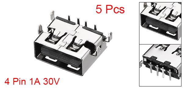 ソウテン PCB USBコネクタ USB-AF PCBコネクタ メスジャック PCB基板コネクタ 11mm 5個入り