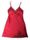 Allegra K サテン レース スリップ キャミソールワンピース セクシー ベビードール ランジェリー ナイトウェア インナー Vネック レッド XS