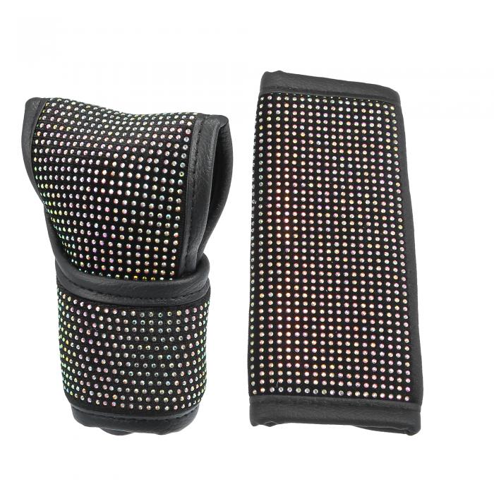 A ABSOPRO ユニバーサル車のハンドブレーキカバー ブリンブリンラインストーン ギアシフトノブ装飾カバ..