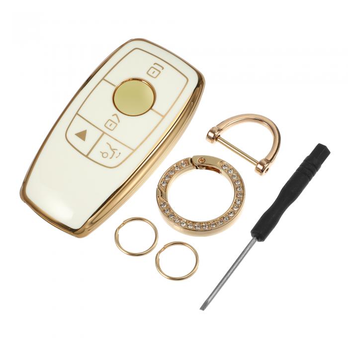 A ABSOPRO 4ボタンキーフォブシェルカバーケース Me rcedes Be nzに対応 G-Class E-Class 2017-2021に..