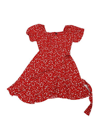 Allegra K スクエアネックの花柄ドレス レディース用パフスリーブ タイウエスト ゆったりとしたドレス レッド XL Allegra K スクエアネックの花柄ドレス レディース用パフスリーブ タイウエスト ゆったりとしたドレス レッド XL