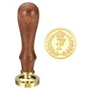 PATIKIL アルファベットF ワックスシールスタンプ イニシャルレター シーリング ワックススタンプ 古典的なレトロ 取り外し可能 ブラスヘッド 木製ハンド...
