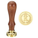 PATIKIL アルファベットK ワックスシールスタンプ イニシャルレター シーリング ワックススタンプ 古典的なレトロ 取り外し可能 ブラスヘッド 木製ハンド...