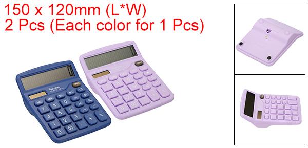 PATIKIL 卓上電卓 2個 12桁大型LCDディスプレイ 電子計算機 太陽電池デュアルパワー ホーム オフィス デスクトップ用 パープル ブルー