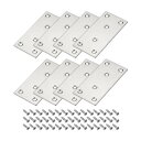 フラットストレートブレース リペアプレート 固定補修ブラケットコネクタ ステンレス鋼 家具 棚 キャビネット用 100 x 50 x 2 mm シルバー 8個