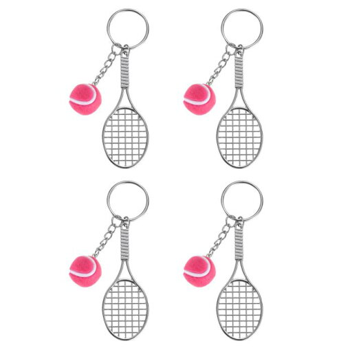 PATIKIL テニスキーチェーン 4個の合金製ミニテニスラケットキーチェーンキーリングテニスボールかわいいスポーツキーリング フクシャ PATIKIL テニスキーチェーン 4個の合金製ミニテニスラケットキーチェーンキーリングテニスボールかわいいスポーツキーリング フクシャ