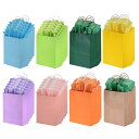 PATIKIL 21 x 11 x 27 cm ティッシュペーパー付きの紙製ギフトバッグ 32セット 中サイズ パーティー記念品バッグ ハンドル付き 紙袋バルク...