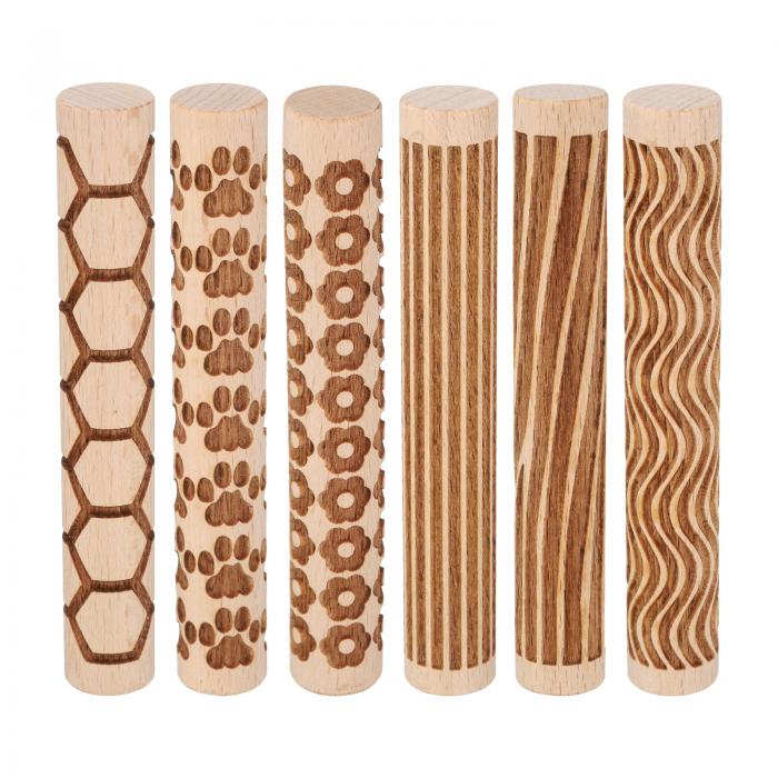 6個 木製クレイローラー4