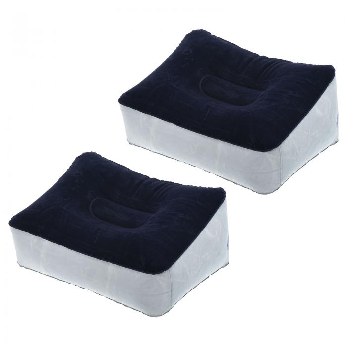 PATIKIL トラベルフットレスト枕 2個 膨張可能なフットレストクッション カーシートフットレストレッグレストピロー 飛行機 旅行 オフィス ホーム用 グレー ブルー