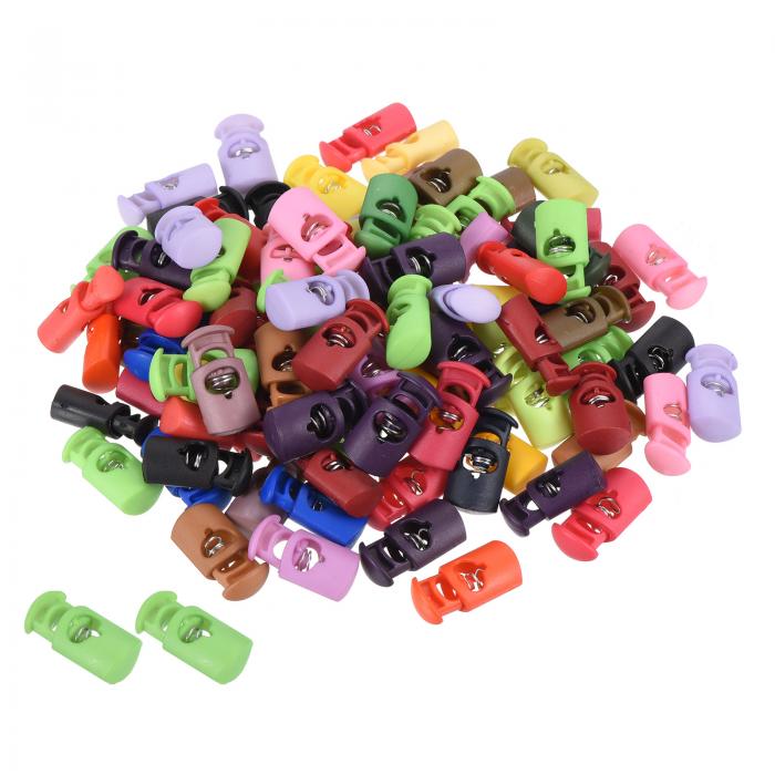 PATIKIL 各種コードロック 100個 シリンダー バネトグルストッパー 14 mm 巾着 バッグ 靴ひも用