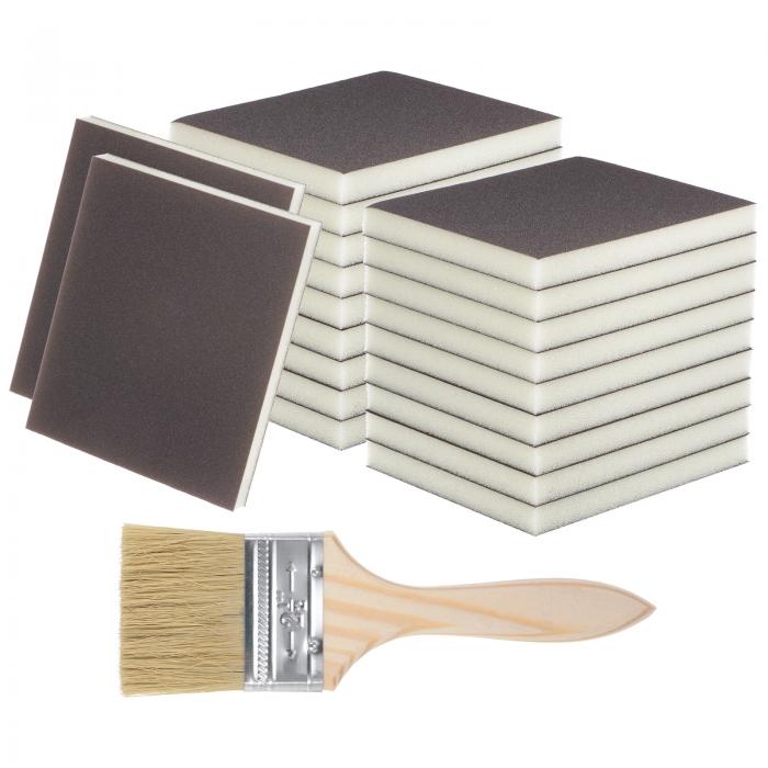 21個のサンディングスポンジ 1200-1500グリット 100 x 120mm 洗える再利用可能な両面サンディングブロ..