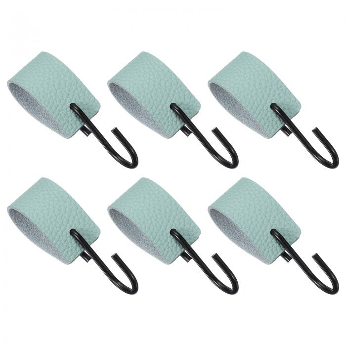 6個 PUレザーSフック コート タオル キャンプ キッチン バスルームハンドル用 多機能S字フック ブルー