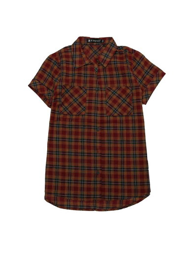 Allegra K 赤チェックシャツ 半袖 フランネル レディース ボタンダウン カジュアル 夏 レッドイエロー M Allegra K 赤チェックシャツ 半袖 フランネル レディース ボタンダウン カジュアル 夏 レッドイエロー M