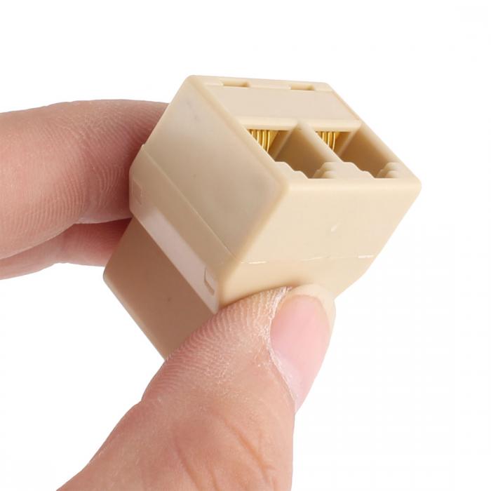 RJ11 スプリッター 6P4C メス - 2 メス電話回線スプリッター FAX機 固定電話ジャック スプリッター 延長アダプター 2個 ベージュ