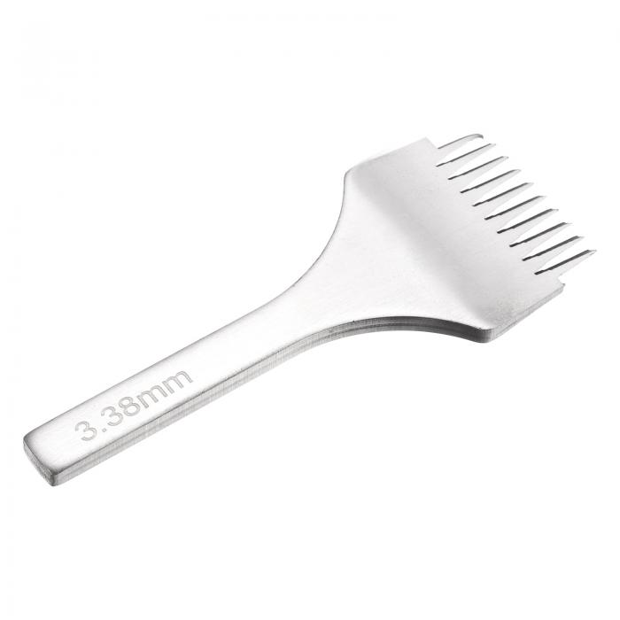 レザーステッチングパンチ3.38mm 10プロング炭素鋼レザーパンチホールツールチゼルDIYクラフトハンドバ..