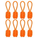 8個のジッパープル交換品 80 x 3 mmのポリプロピレンエクステンダーロープジッパーヘッド ジャケット バッグ バックパック DIYプロジェクト用 オレンジ