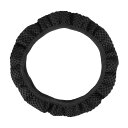 X AUTOHAUX ステアリングホイールカバー ユニバーサル 滑り止め 伸縮性ストレッチ メッシュクロスカバー アクセサリー 車用 直径38 cm ブラック