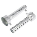 Motoforti ユニバーサル モーターサイクルエキゾーストサイレンサー エキゾーストインサートマフラーパイプ 45mm シルバートーン 2個入り