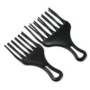 VOCOSTE アフロヘアピックコーム ラージとスモールヘアフォークコーム 理髪スタイリングツール カーリーヘア用 男性女性用 プラスチック ブラック 2個