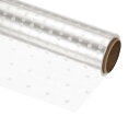 PATIKIL 30M x 0.02mm セロハンラップ 1巻 包装紙 0.02mm厚さ ホワイト 水玉 花かご ギフト用 クリア 保水袋