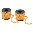 PATIKIL 10 M 5 mm 黄麻布リーフリボン 2ロール 編み込み装飾 つる 天然ジュートロープ麻ひも 人工葉付き ジャングル 結婚式 パーティ ホーム...