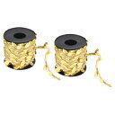 PATIKIL 10 M 5 mm 黄麻布リーフリボン 2ロール 編み込み装飾 つる 天然ジュートロープ麻ひも 人工葉付き ジャングル 結婚式 パーティ ホーム...