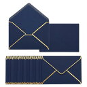 PATIKIL 100個 A7封筒 5 x 7カード 封筒 Vフラップ封筒 ゴールドボーダー付き オフィス ウェディングギフトカード用 卒業式招待状 ブルー
